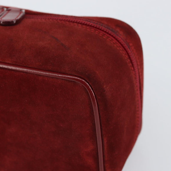 GUCCI Horsebit Vanity Bag Handtasche Wildleder Rot Gold 032 1705 0141 Auth yk19984