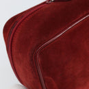 GUCCI Horsebit Vanity Bag Handtasche Wildleder Rot Gold 032 1705 0141 Auth yk19984-16
