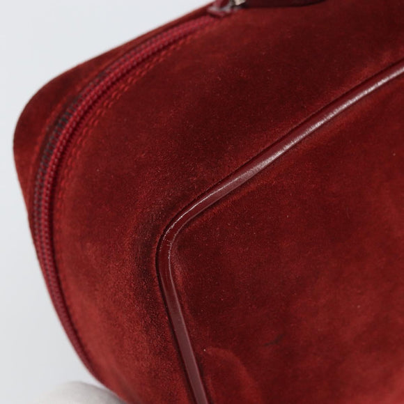 GUCCI Horsebit Vanity Bag Handtasche Wildleder Rot Gold 032 1705 0141 Auth yk19984