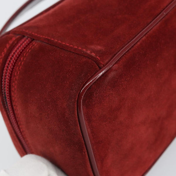 GUCCI Horsebit Vanity Bag Handtasche Wildleder Rot Gold 032 1705 0141 Auth yk19984