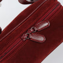 GUCCI Horsebit Vanity Bag Handtasche Wildleder Rot Gold 032 1705 0141 Auth yk19984-9