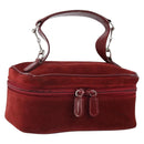 GUCCI Horsebit Vanity Bag Handtasche Wildleder Rot Gold 032 1705 0141 Auth yk19984-1
