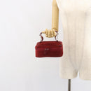 GUCCI Horsebit Vanity Bag Handtasche Wildleder Rot Gold 032 1705 0141 Auth yk19984-20