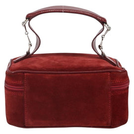 GUCCI Horsebit Vanity Bag Hand Bag Suede Red Gold 032 1705 0141 Auth yk19984 - 0