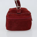 GUCCI Horsebit Vanity Bag Handtasche Wildleder Rot Gold 032 1705 0141 Auth yk19984-4
