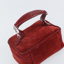 GUCCI Horsebit Vanity Bag Handtasche Wildleder Rot Gold 032 1705 0141 Auth yk19984-6