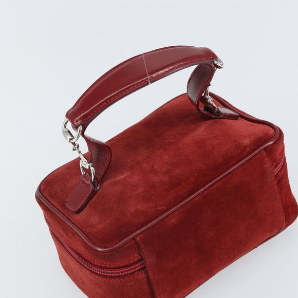 GUCCI Horsebit Vanity Bag Handtasche Wildleder Rot Gold 032 1705 0141 Auth yk19984