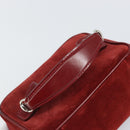 GUCCI Horsebit Vanity Bag Handtasche Wildleder Rot Gold 032 1705 0141 Auth yk19984-7