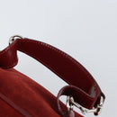 GUCCI Horsebit Vanity Bag Hand Bag Suede Red Gold 032 1705 0141 Auth yk19984-14