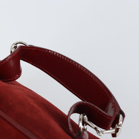 GUCCI Horsebit Vanity Bag Handtasche Wildleder Rot Gold 032 1705 0141 Auth yk19984