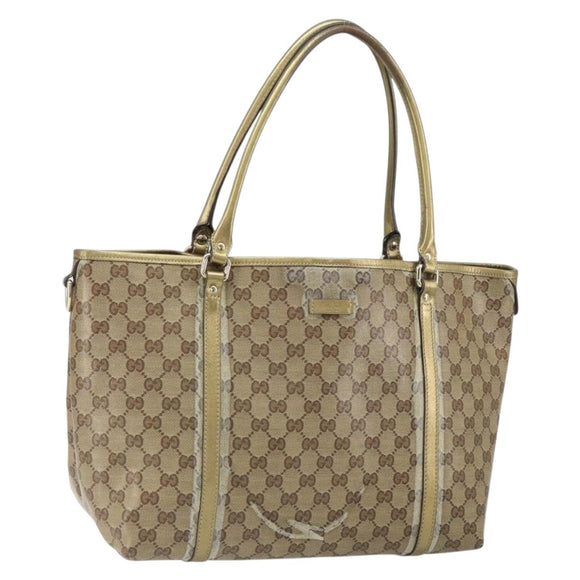 GUCCI GG Crystal Tote Bag Coated Canvas Beige Gold 197953 Auth yk19987