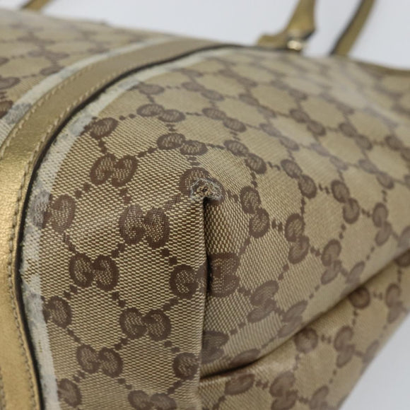 GUCCI GG Crystal Tote Bag Coated Canvas Beige Gold 197953 Auth yk19987