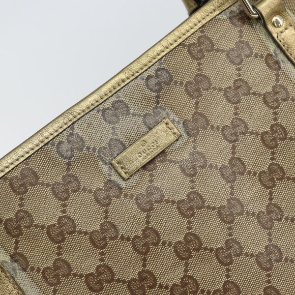 GUCCI GG Crystal Tote Bag Coated Canvas Beige Gold 197953 Auth yk19987
