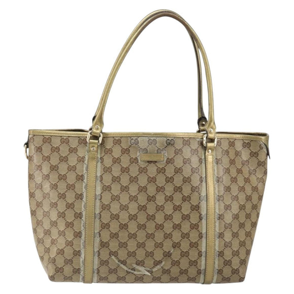 GUCCI GG Crystal Tote Bag Coated Canvas Beige Gold 197953 Auth yk19987