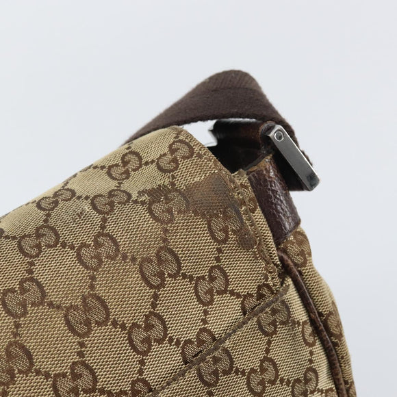 GUCCI GG Canvas Shoulder Bag Beige Silver 146236 Auth yk19988