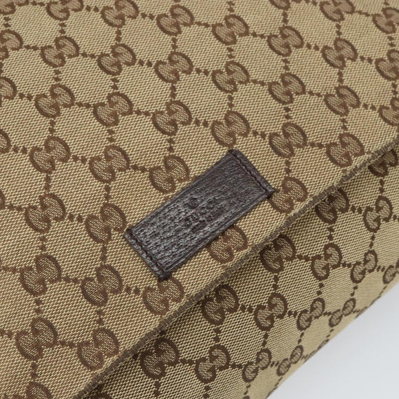 GUCCI GG Canvas Shoulder Bag Beige Silver 146236 Auth yk19988