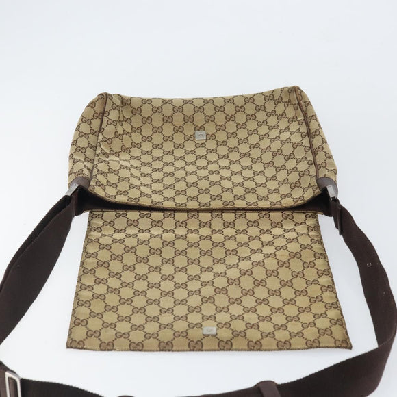 GUCCI GG Canvas Shoulder Bag Beige Silver 146236 Auth yk19988