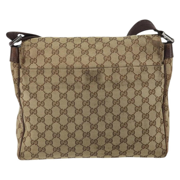 GUCCI GG Canvas Shoulder Bag Beige Silver 146236 Auth yk19988