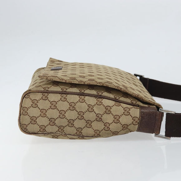 GUCCI GG Canvas Shoulder Bag Beige Silver 146236 Auth yk19988