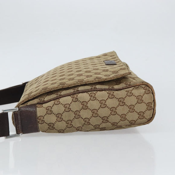 GUCCI GG Canvas Shoulder Bag Beige Silver 146236 Auth yk19988