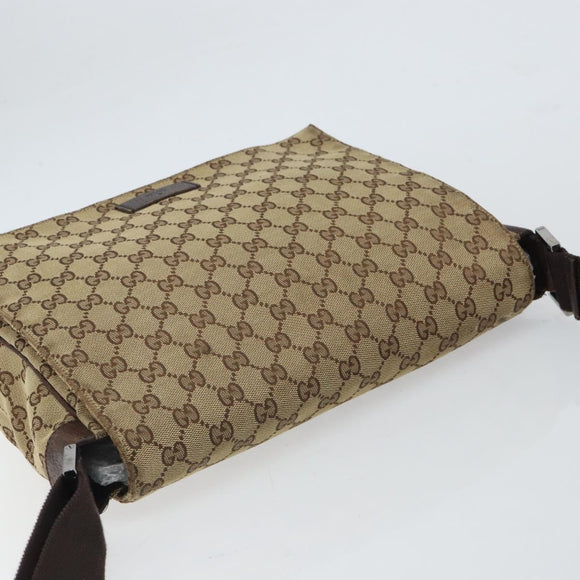 GUCCI GG Canvas Shoulder Bag Beige Silver 146236 Auth yk19988