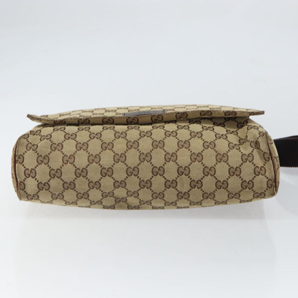 GUCCI GG Canvas Shoulder Bag Beige Silver 146236 Auth yk19988