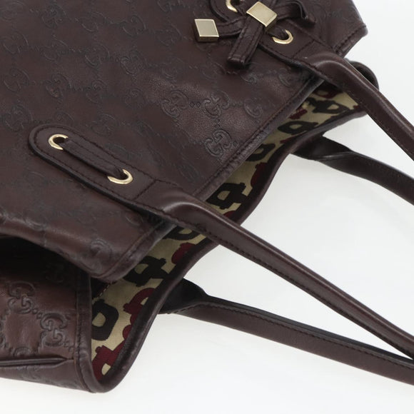 GUCCI Guccissima GG Canvas Tote Bag Leather Brown Gold 163805 Auth yk19990
