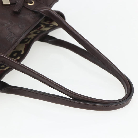 GUCCI Guccissima GG Canvas Tote Bag Leather Brown Gold 163805 Auth yk19990