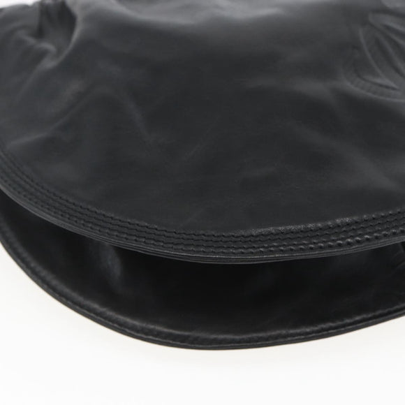 LOEWE Anagram Shoulder Bag Leather Black Gold Auth yk19995