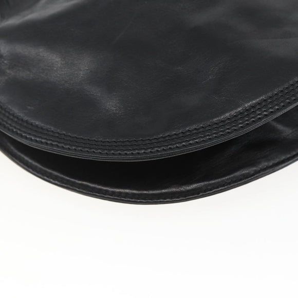 LOEWE Anagram Shoulder Bag Leather Black Gold Auth yk19995