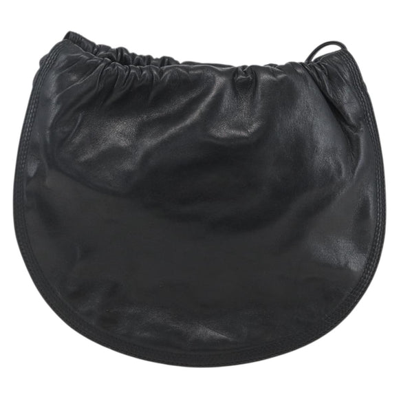 LOEWE Anagram Shoulder Bag Leather Black Gold Auth yk19995