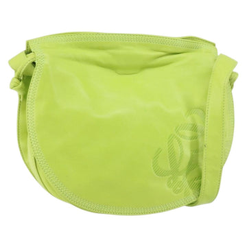 LOEWE Anagram Shoulder Bag Leather Green Gold Auth yk19996