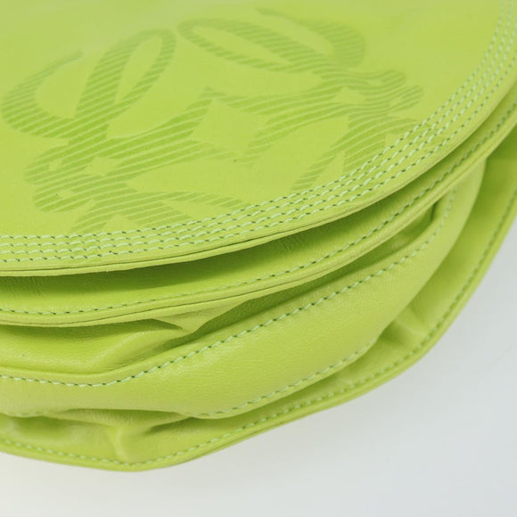 LOEWE Anagram Shoulder Bag Leather Green Gold Auth yk19996