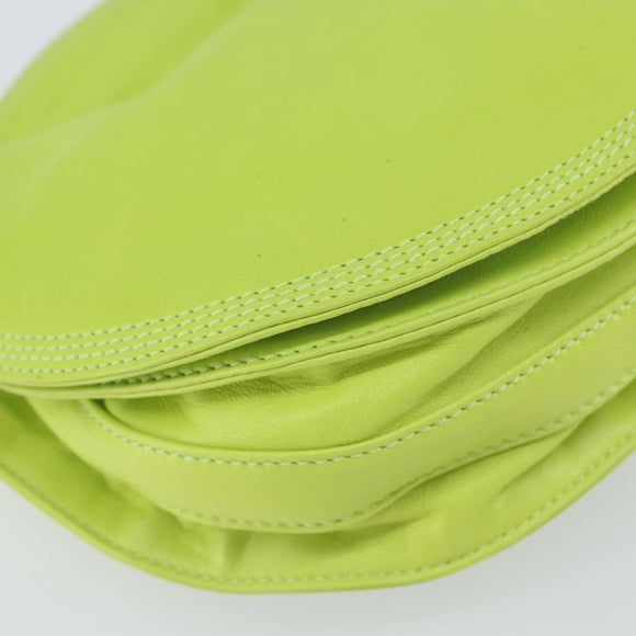 LOEWE Anagram Shoulder Bag Leather Green Gold Auth yk19996