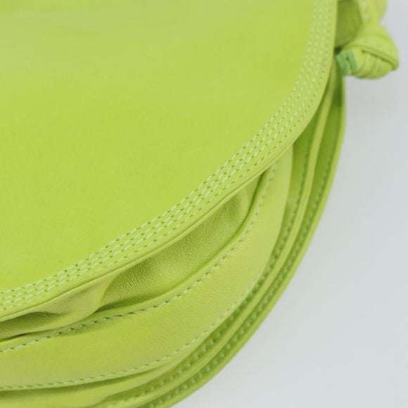 LOEWE Anagram Shoulder Bag Leather Green Gold Auth yk19996