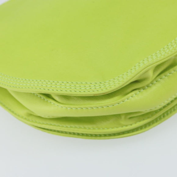 LOEWE Anagram Shoulder Bag Leather Green Gold Auth yk19996