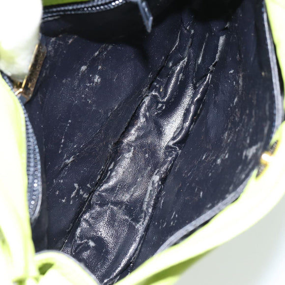 LOEWE Anagram Shoulder Bag Leather Green Gold Auth yk19996