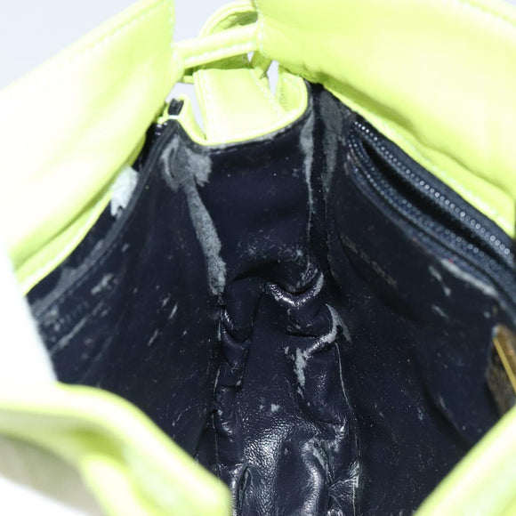 LOEWE Anagram Shoulder Bag Leather Green Gold Auth yk19996