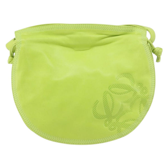 LOEWE Anagram Shoulder Bag Leather Green Gold Auth yk19996