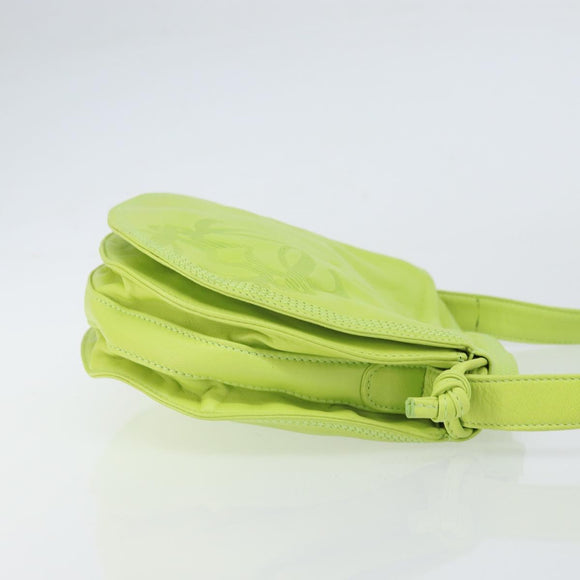 LOEWE Anagram Shoulder Bag Leather Green Gold Auth yk19996