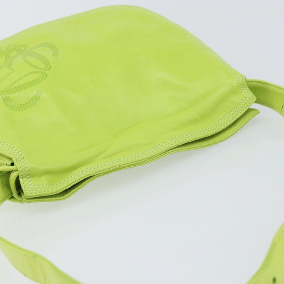 LOEWE Anagram Shoulder Bag Leather Green Gold Auth yk19996