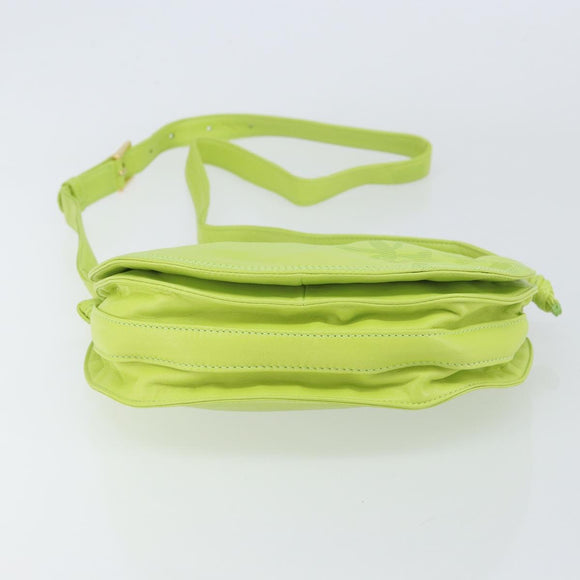 LOEWE Anagram Shoulder Bag Leather Green Gold Auth yk19996