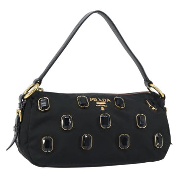 PRADA Bijoux Shoulder Bag Nylon Black Gold Auth yk19999V