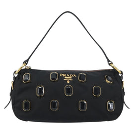 PRADA Bijoux Shoulder Bag Nylon Black Gold Auth yk19999V - 0