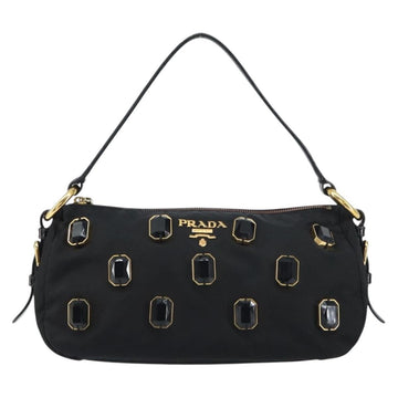PRADA Bijoux Shoulder Bag Nylon Black Gold Auth yk19999V - 0
