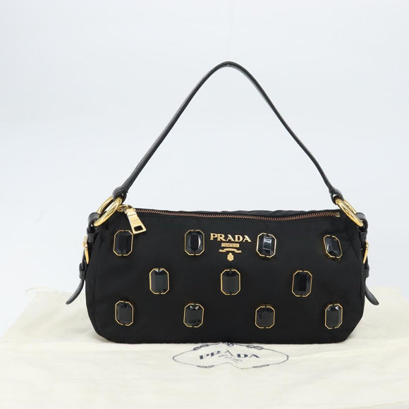PRADA Bijoux Shoulder Bag Nylon Black Gold Auth yk19999V