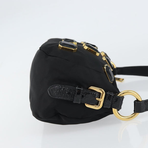 PRADA Bijoux Shoulder Bag Nylon Black Gold Auth yk19999V