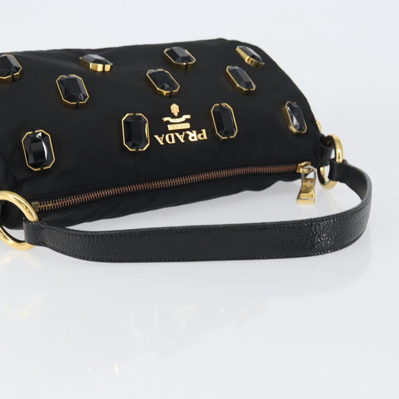 PRADA Bijoux Shoulder Bag Nylon Black Gold Auth yk19999V