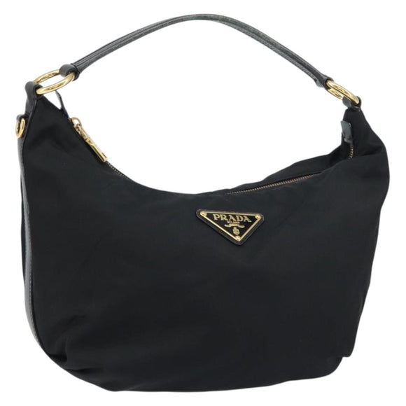 PRADA Shoulder Bag Nylon Black Gold Auth yk20004V