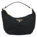 PRADA Shoulder Bag Nylon Black Gold Auth yk20004V-2